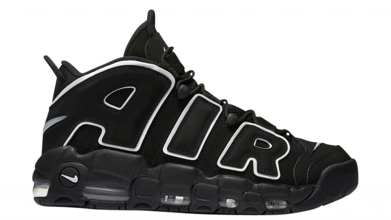nike uptempo black and white