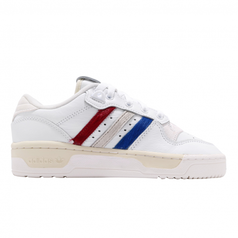 adidas white & cream rivalry low leather trainers