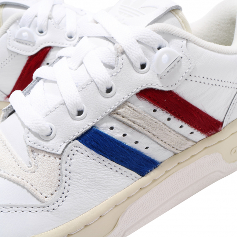 adidas white & cream rivalry low leather trainers