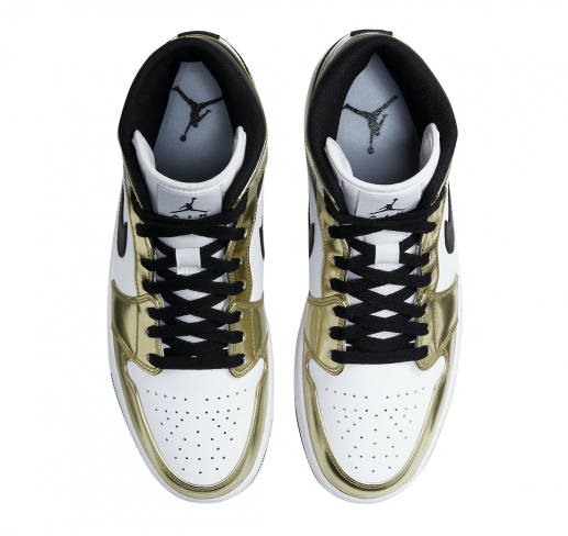 air jordan 1 mid se black white metallic gold