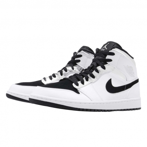 black and white and silver jordan 1