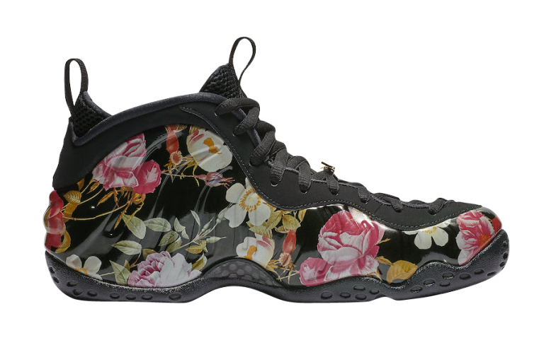 black foamposites with flowers