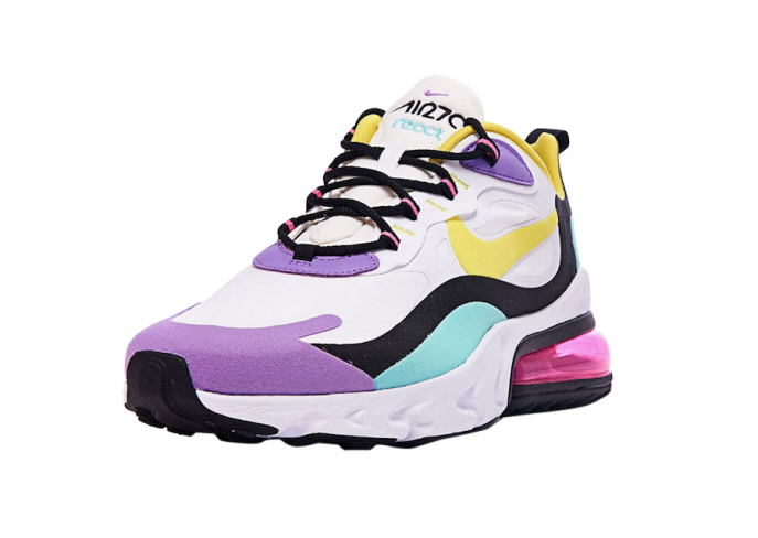nike purple black and yellow air max 270 react sneakers