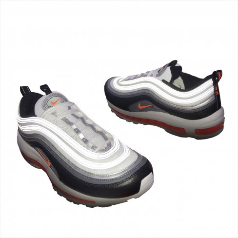 white and orange air max 97