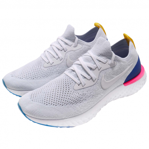 nike epic react flyknit white racer blue