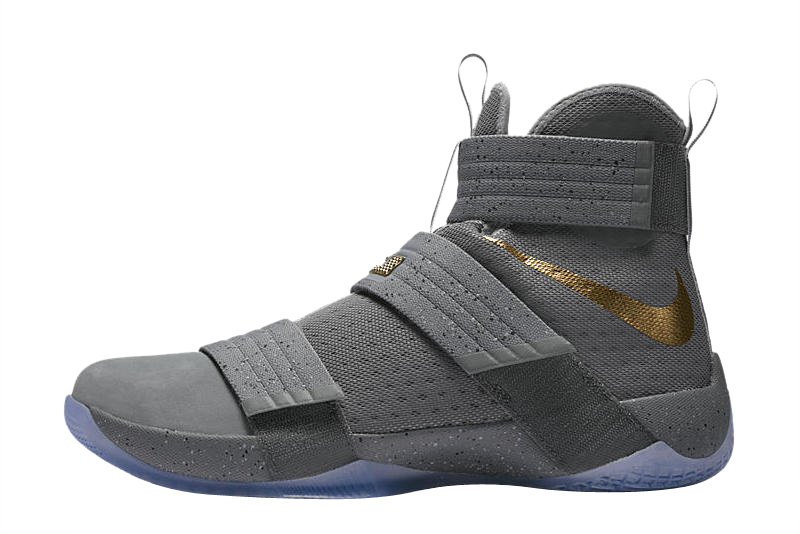 lebron soldier 10 grey and gold