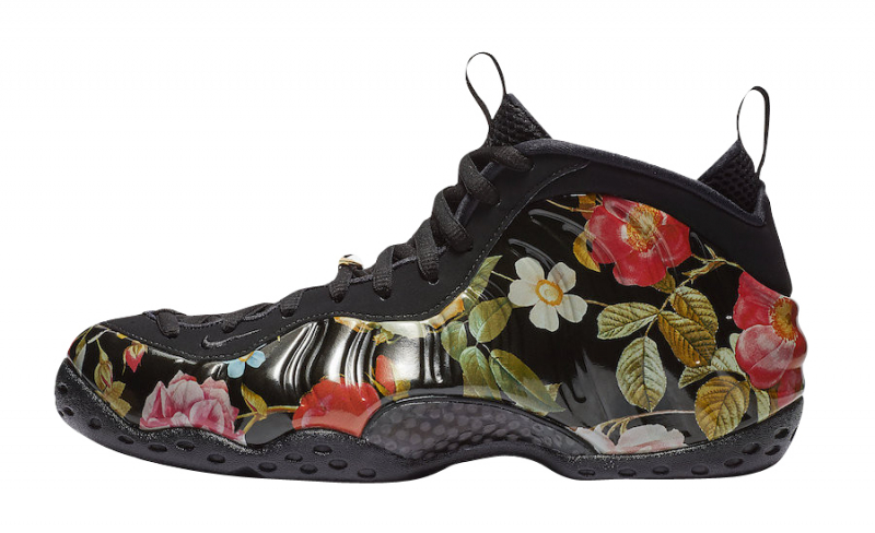 black foamposites with flowers