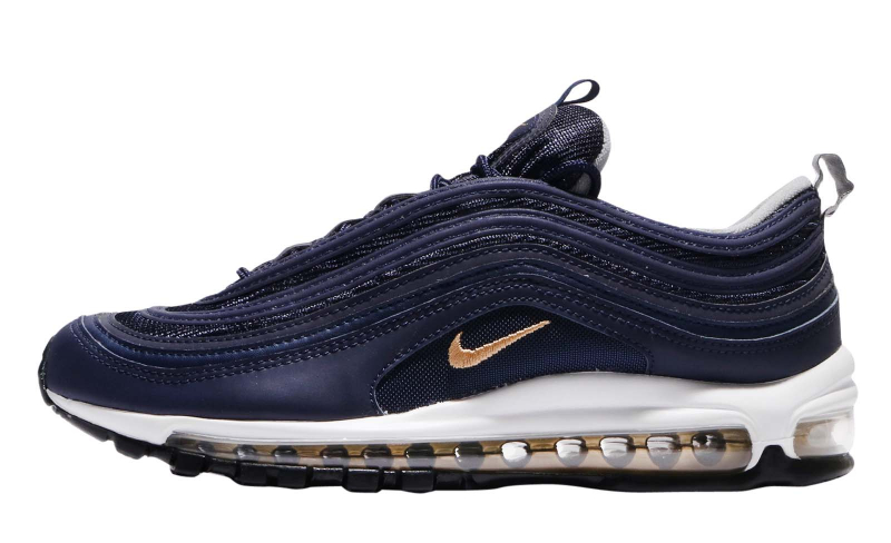 navy blue and gold air max