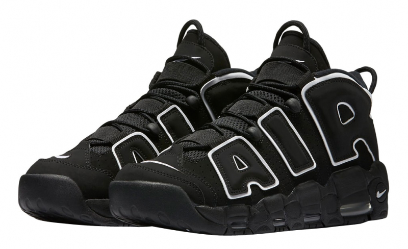 nike air more uptempo black white gs